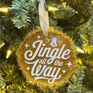 Gold Holiday Ornament with 'Jingle All The Way' Design